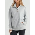 thumbnail image 2 of DOKOTOO Womens Sweatshirt Lightweight Long Sleeve Casual Half Button Pullover Sweatshirts Solid Color Fall Tops with Pocket, 2 of 10