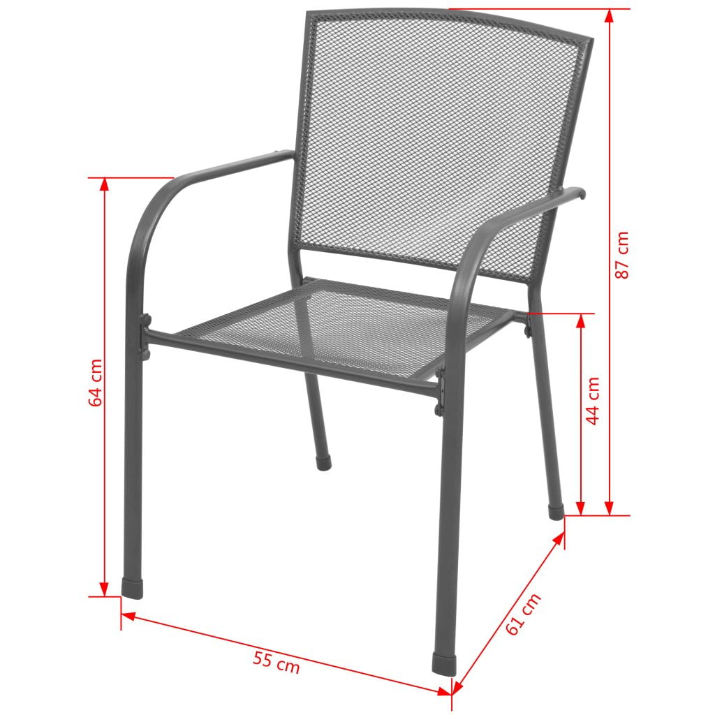 Kepooman 21" Patio Stackable Steel Mesh Chair Set for Lawn Deck, Grey