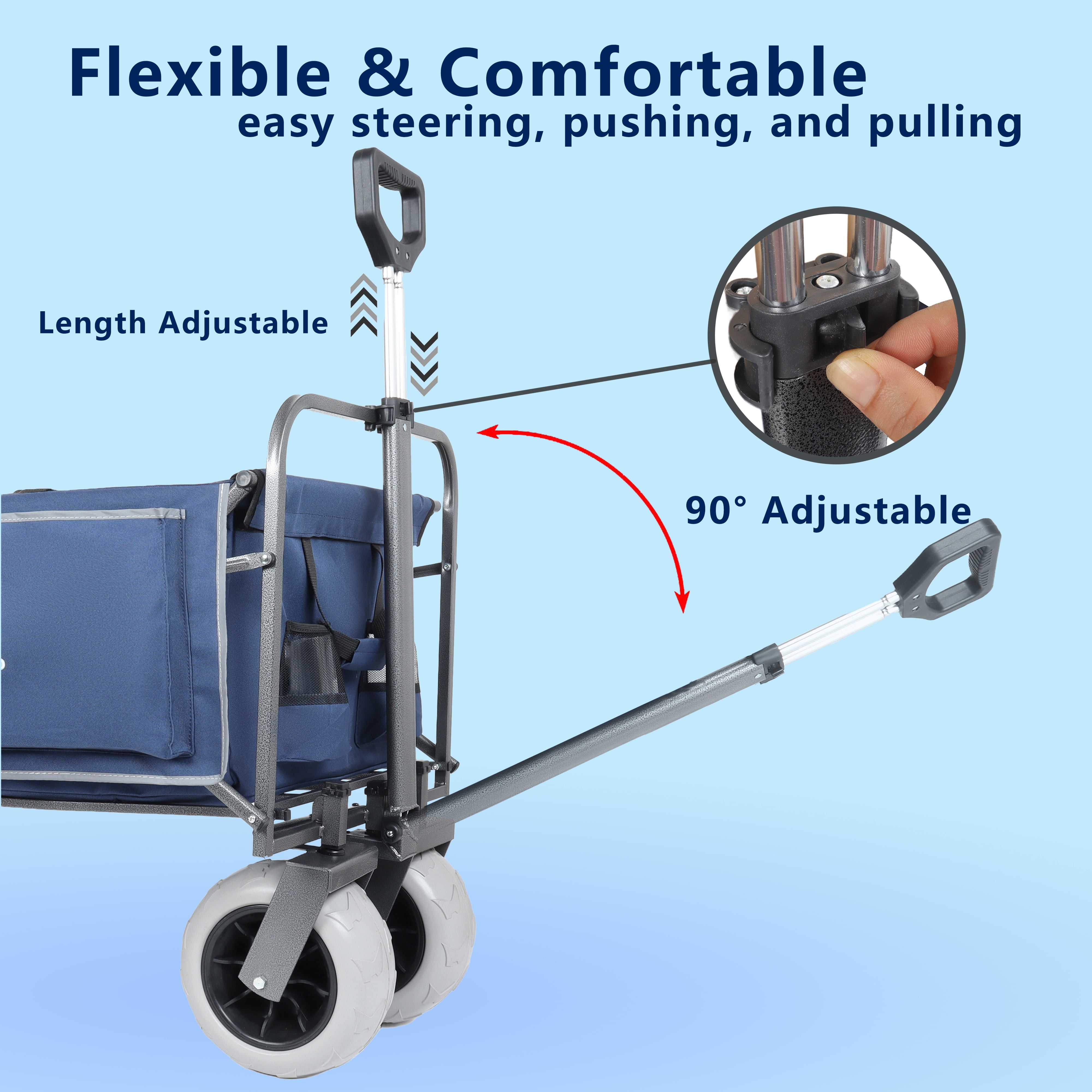 Beach Wagon with Big Wheels for Sand 500lbs capacity - Patented design, All Terrain Steel Frame Utility Cart with 9" Pneumatic Tires, Collapsible Folding Design