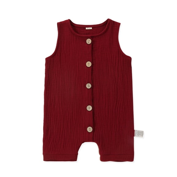 MICHLEY Cotton Baby Sleeveless Romper, Unisex Summer Jumpsuit Outfit for Infant Toddler Boys Girls, 0-24 Months