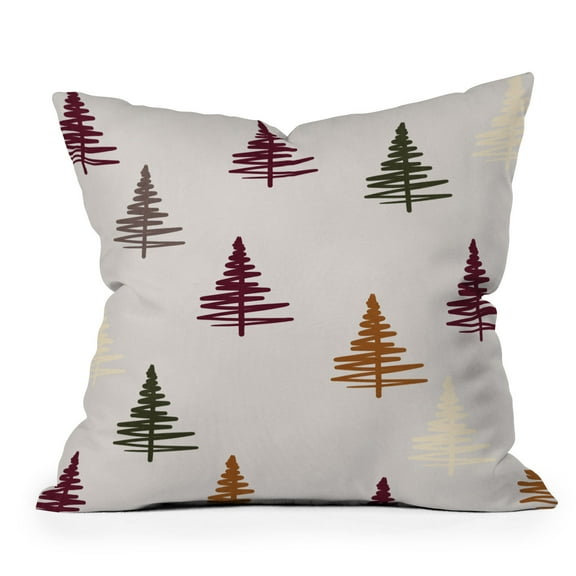 Society6 Holiday Vibes Trees 1 Brown by Viviana Gonzalez Throw Pillow