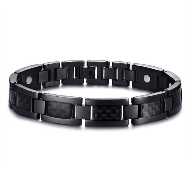 Fiber Energy Power Men Bracelets Stainless Steel Link Chain Magnet Bangle