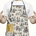 thumbnail image 2 of Beige Christmas Winter Scene Pattern Apron-Garden Aprons for Women with Pockets-Cotton Linen Waterproof Kitchen Cooking Gardening Aprons Adjustable for Kitchen,Cooking,BBQ and Salon 33"x27", 2 of 7