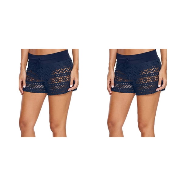 Greeniant Pantalones cortos de encaje Bañadores de moda resistentes al desgaste Calzoncillos de playa de mar al aire libre Traje de baño Azul oscuro S 2piezas
