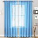 thumbnail image 1 of Cortinas de voile azul con volantes en óptica de lino XCF, 1 of 4
