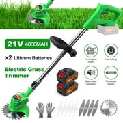 Cordless Grass String Trimmer Battery Powered, 21V 4.0Ah Lawn Edger Brush Cutter Electric Weed Eater