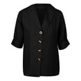 thumbnail image 3 of DYMADE Women Lapel Button Blouse Summer Office Elegant Short Sleeve Shirt, 3 of 6