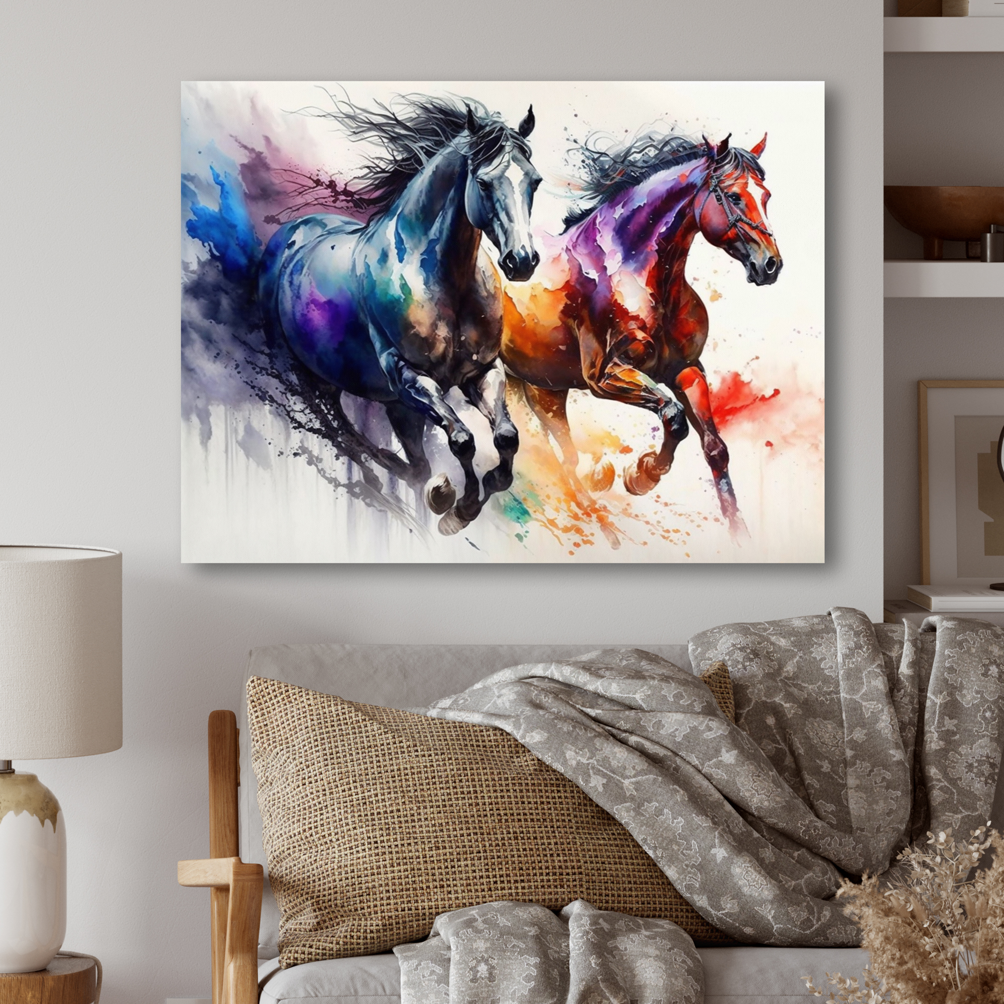 Designart Horses Running II Canvas Wall Art