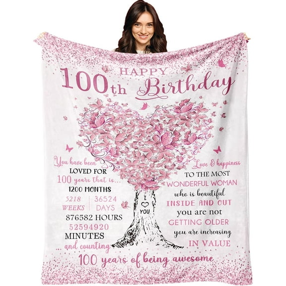 LHSHID 100th Birthday Gifts for Women Blanket 100th Birthday Decorations Gifts for 100 Year Old Woman 100th Birthday Gift Ideas Gifts for 100th Birthday Women 100th Birthday Blanket 30"x40"