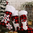thumbnail image 6 of Ludlz Christmas Stockings, 12 inches Buffalo Plaid with Plush Cuff, Classic Stocking Decorations for Whole Family, Red and Black, 6 of 8