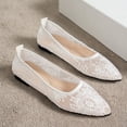 thumbnail image 4 of Gpaecead Women's Lace Ballet Flats Pointed Toe Breathable Slip On Cushioned Insole Lightweight Shoes For Travel And Weddings, White, 4 of 8