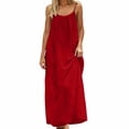 thumbnail image 4 of BOOMNY Women's Backless Cami Dress Spaghetti Strap Cami Lounge House Dresses Flowy Beach Summer Maxi Sundress, 4 of 6
