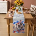 thumbnail image 2 of Independence Day Table Runner 70 Inches, Funny Dogs Red Blue Balloons Gray Wood Bed Runner Dresser Scarves Tabletop for Indoor Outdoor Parties/Ceremony/Banquet, 13" x 70", 2 of 9