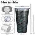 thumbnail image 4 of 16oz Tumblers Halloween Spider Web Pattern Stainless Steel Vacuum Insulated Double Wall Travel Tumbler Cups Mug with Lid and Straw,Cleaning Brush for Coffee,Tea, 4 of 4