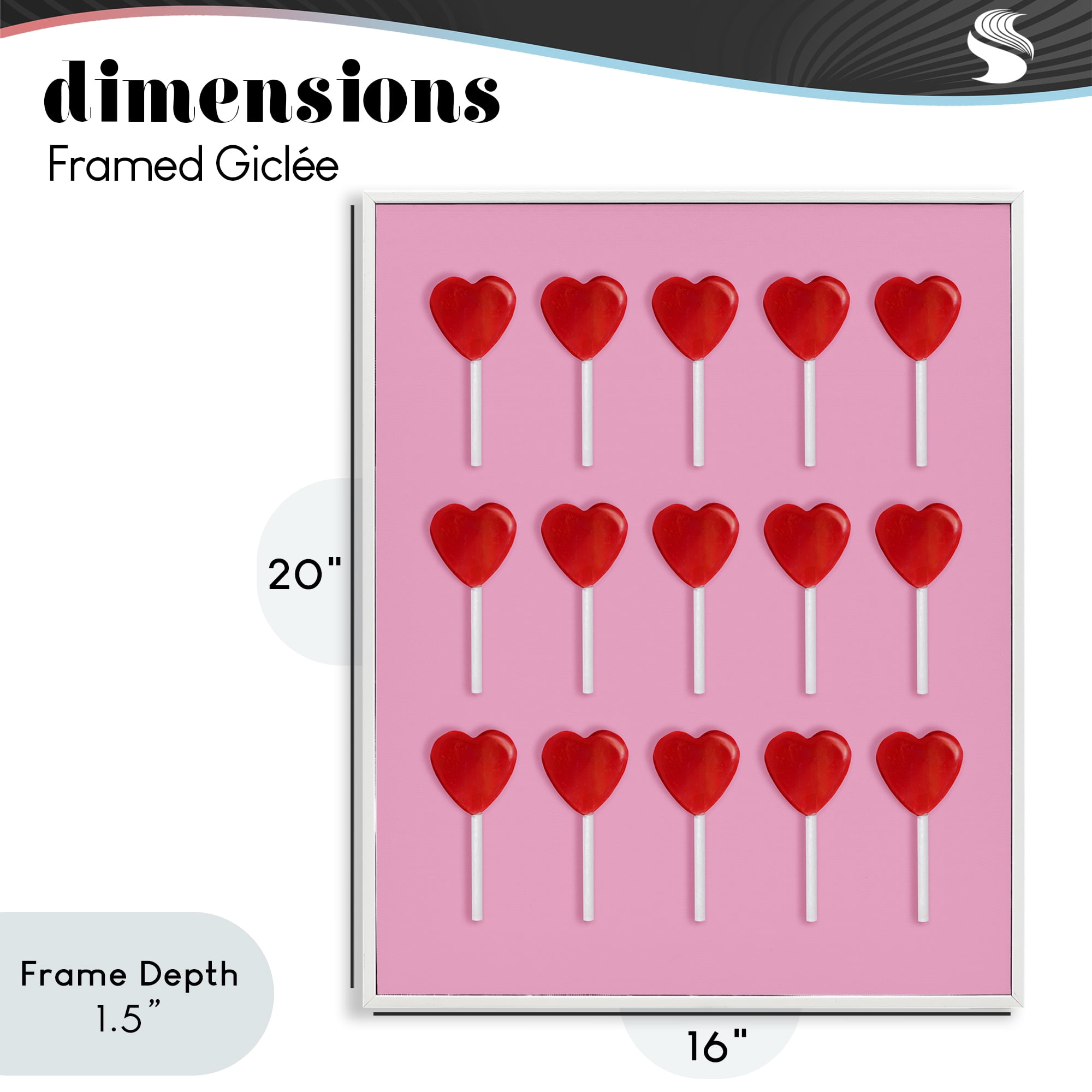 Stupell Industries Heart Lollipops Collection White Framed Giclee Art, design by LISH Creative