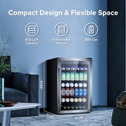 Auseo 150 Can Beverage Refrigerator Cooler with Stainless Steel Frame,Drink Fridge with Glass Door & Handle for Home