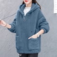 thumbnail image 2 of Manteau Grande Taille Mode Décontractée pour Femmes Automne Hiver Couleur Unie Cardigan à Capuche Fermeture Éclair Chaud Confortable, 2 of 8