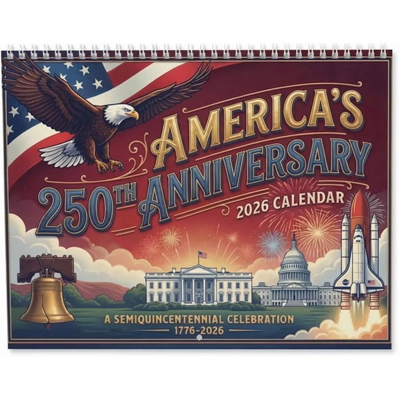 America's 250th Anniversary 2026 Calendar, Spiral Bound Wall Calendar, 12 Month Planner for Home & Office Decor
