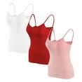 thumbnail image 2 of WREESH Camisoles Top for Women Undershirt Spaghetti Strap Built-In Bra Tank Tops Basic Camis 3 Pack Pink, 2 of 6