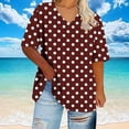 thumbnail image 5 of Womens Short Sleeve Top Casual Summer Tops, Women's Polka Dots Blouse Ladies Loose Fit Tunic Tee V Neck Short Sleeve Summer Tops Plus Size Comfy Shirts, 5 of 5