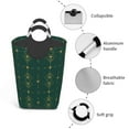 thumbnail image 4 of Waterproof Collapsible Laundry Hamper, Green Vintage Pattern Aluminum Handle Laundry Bag Storage Basket, 50L, 4 of 6