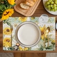thumbnail image 4 of Sunflower Bee Placemats Set of 4, Vintage Summer Botanical Farmhouse Placemats for Dining Table, Place Mats for Kitchen Tabletop, Waterproof Wipeable Dining Table Mats Set, 4 of 9