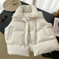 thumbnail image 6 of Winter Women Vest Coat Thickened Padded Zipper Closure Turn-down Collar Sleeveless Solid Color Windproof Heat Retention Outdoor Down Coat, 6 of 8
