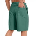 thumbnail image 3 of Domzle Men's Cotton Shorts Casual Elastic Waist Drawstring Lightweight Workout Lounge Beach Jersey Sweat Shorts Dark Green L, 3 of 4