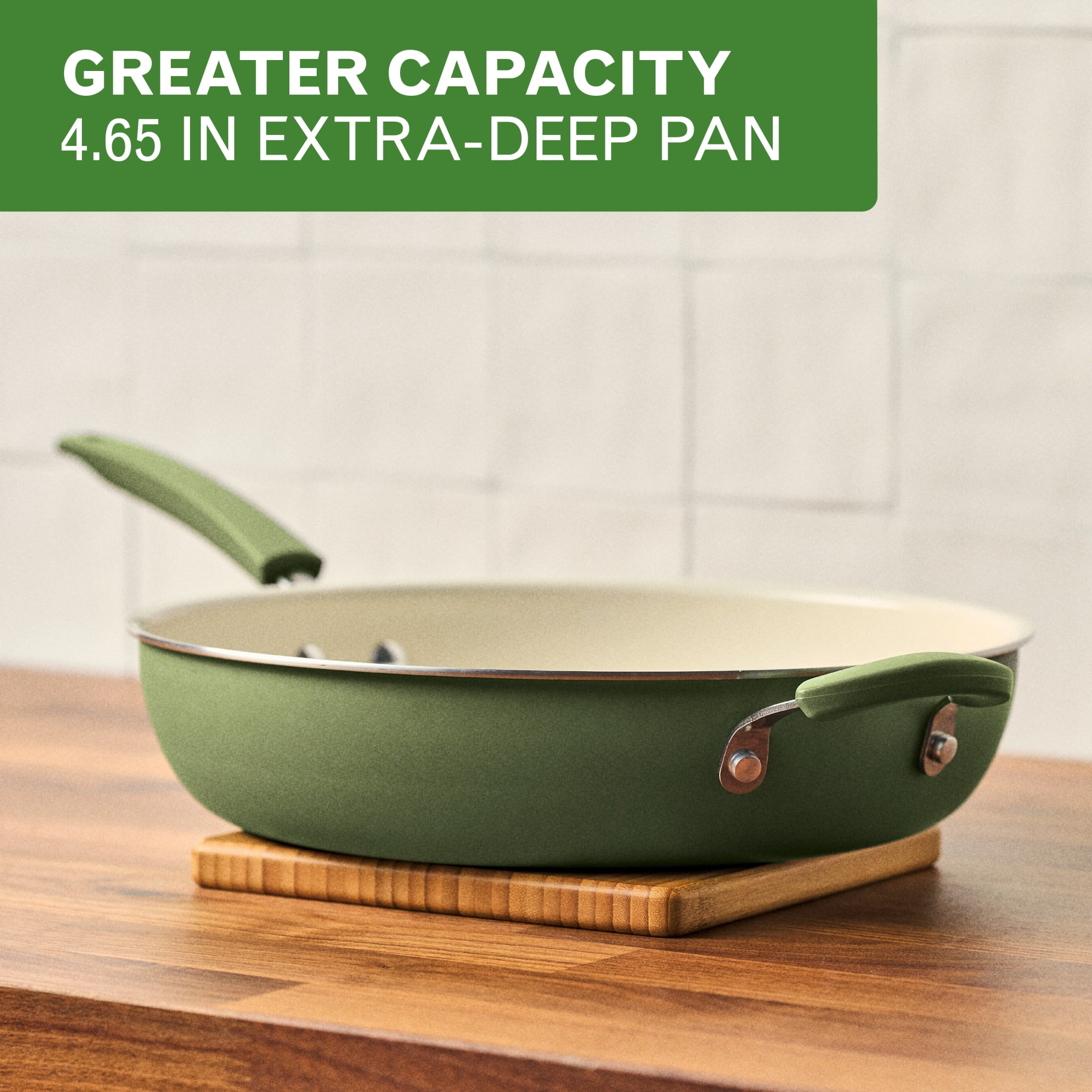 Farberware Easy Clean 12.5 Inch Ceramic Nonstick Frying Pan / Skillet with Helper Handle, Dishwasher Safe, Green