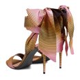 thumbnail image 4 of XYD Women Elegant Open Toe Ribbon Sandals Lace Up Stiletto High Heels Evening Club Dress Shoes Size 15 Multi Stripes, 4 of 4