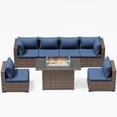 thumbnail image 6 of ELPOSUN Patio Furniture Set, Outdoor Patio FurnitureWicker Sectional Furniture Set, 7 Pieces Outdoor Sectional Sofa with Fire Pit Table, Outdoor Patio Furniture Set for Outdoor Furniture (Navy Blue), 6 of 7