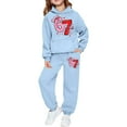 thumbnail image 3 of GUNIA Kids Boy's Active Tracksuits Sets Girls Casual Print Fleece Hooded Warm Jogger Outfit With Pocket Boys Sweatsuits Light Blue 9-10 Years, 3 of 6