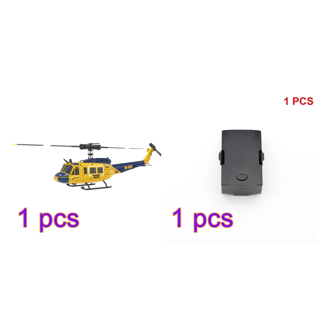 RC ERA C032 UH-1 Huey 1/48 Scale RC Helicopter for Adults, 6CH 2.4G Gyro Stabilized Aircraft with Fly Upside Down 3D Rolling & Altitude Brushless Motor -RTF/2 Battery