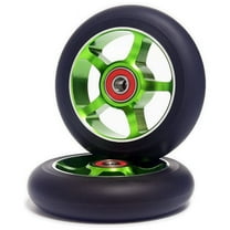 2Pcs 100mm Scooter Wheels with Bearings Aluminum Scooter Parts,Green