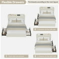 thumbnail image 2 of Bed Frame with 2 Storage Drawers, Kids Bedframe with Storage Headboard, Upholstered Bed Frame, No Box Spring Needed, 2 of 21