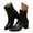Black, variant on Stylish Round Toe Leather Mid Calf Boots with Sole Heel for Women Comfortable Zip Up Ankle Booties Casual Winter Fashion Footwear