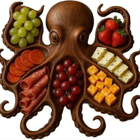 Octopus Charcuterie Platter,Ocean-Themed Serving Platter for Cheese, Charcuterie & Fruits, Seafood Party Tray,Marine Decor Entertaining Platter,Perfect Gift for Seafood Lovers & Hosts