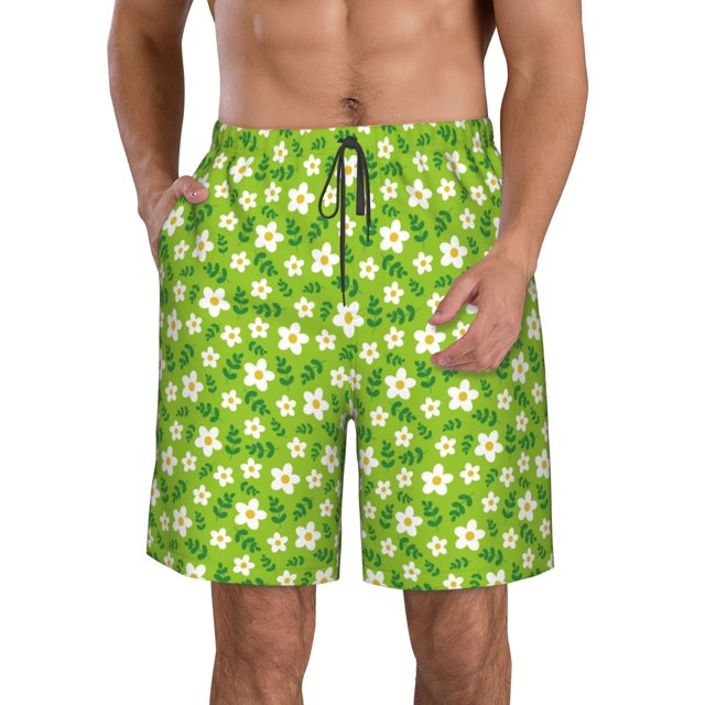 Balery Daisies Flowers Traje de Baño Estilo Hawaiano para Hombre, Shorts de Secado Rápido con Bolsillos-XX-Large