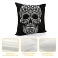 thumbnail image 4 of Orinice  Sugar Skull Throw Pillow Cushion Cover, Monochrome Skull with Roses Leaves and Diamond Shape Folklore Festival Print, Decorative Rectangle Accent Pillow Case,  White, 4 of 5