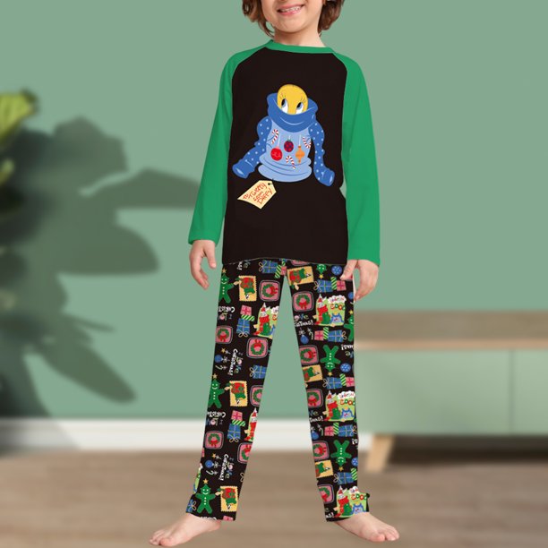Conjunto De Pijamas De 2 Piezas Conjunto de pijama familiar de 2 piezas Conjunto de ropa de dormir de estilo navideño con estampado de pato informal Cgtredaw Chico Verde 7-8T para Niño