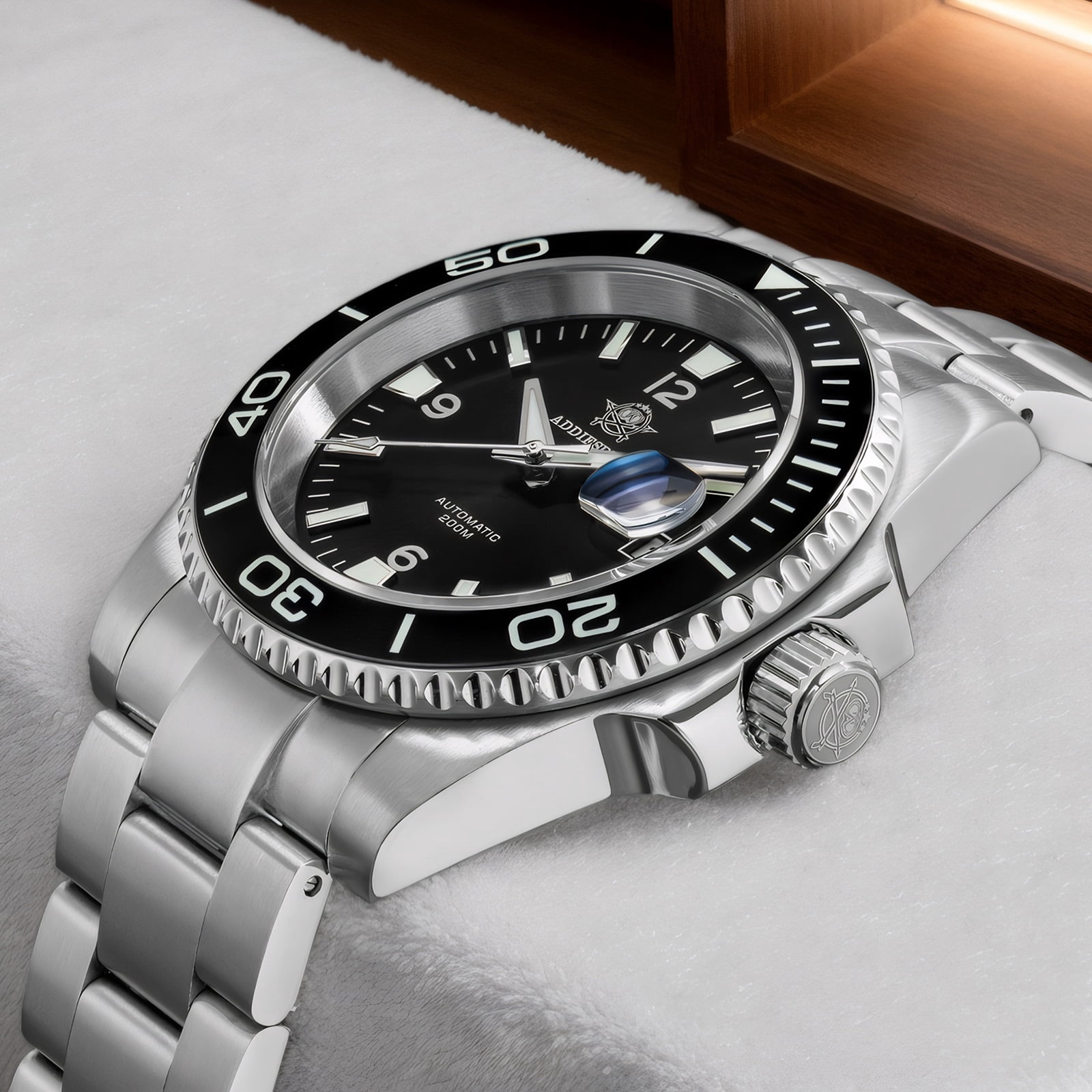 ADDIESDIVE Men's Automatic Diver Watch 200M Waterproof, Japanese Mechanical Movement, Sapphire Crystal & Ceramic Bezel, Super-LumiNova BGW9/C3, Stainless Steel Dive Watch