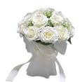 thumbnail image 2 of Ramo de novia con flores artificiales para boda, ramo de dama de honor para boda blanco, 2 of 9