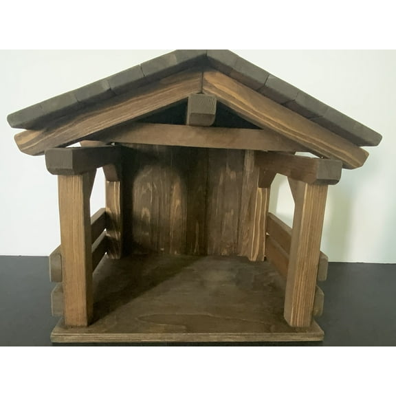 JacobsWoodDesigns Wood Nativity Stable/Creche, Regular Size, Wood