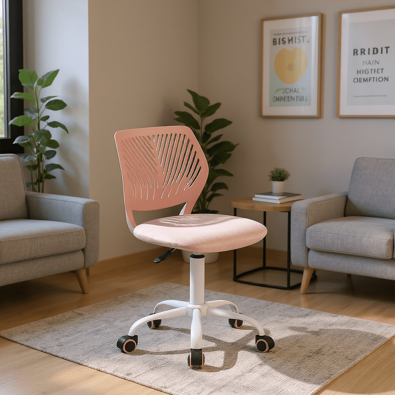 Homy Casa Modern Swivel Office Lobby Reception Chair for Professional Waiting Room, Rose Quartz
