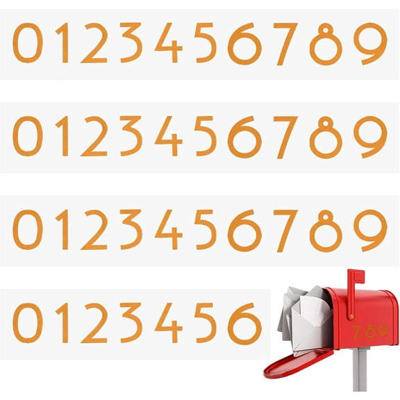 4Sets Yellow Reflective Mailbox Numbers Stickers 0-9 Self-Adhesive Address Number Vinyl Waterproof Door House 2" Mailbox Sign
