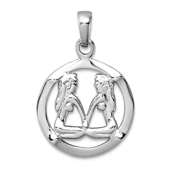 15.6mm 925 Sterling Silver Rhodium Plated Polished Gemini Zodiac Pendant Necklace Pendant for Women