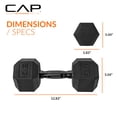 thumbnail image 3 of CAP Barbell Peso de mano con mancuernas hexagonales recubiertas de goma de 30 LB - Par | Mango negro, 3 of 6