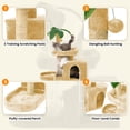 thumbnail image 5 of Mudie 31.5" Cat Tree Cat Tower for Indoor Cats with Green Leaves, Cat Condo Cozy Plush Cat House with Hang Ball and Leaf Shape Design, Cat Furniture Pet House with Cat Scratching Posts,Beige, 5 of 9