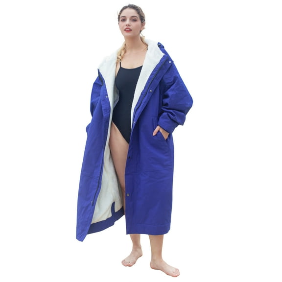 Catalonia Fleece Lining Swim Parka for Men, Women, Waterproof Versatile Swim Jacket Coat,Changing Poncho Robes for Adult,Kids and Youth for Swimming, Surfing