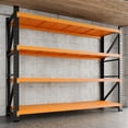 thumbnail image 2 of AUHUP 4-Tier Garage Storage Shelves 7000LBS Heavy Duty Metal Shelving 79" W Shelving Unit for Warehouse,Basement Industrial,Commercial Utility Rack Shelf, 79"H x 79"W x 24"D,Black&Orange, 2 of 10